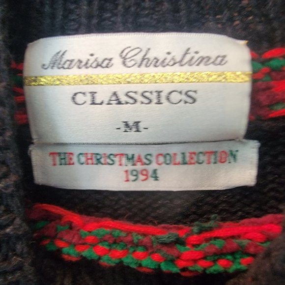 Vintage 1994 Christmas Wreath Ugly Sweater with Real Ornaments Size Medium - Picture 2 of 15